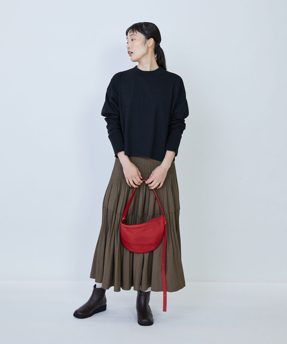 LOISIR 綿麻天竺モックネックショートプルオーバー ブラック