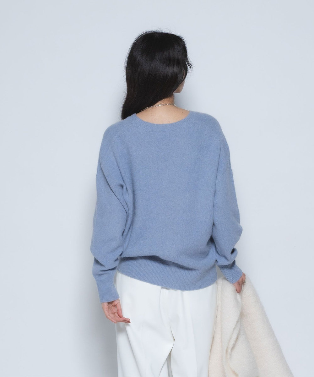 1er Arrondissement FOXウールVネックニット サックスブルー