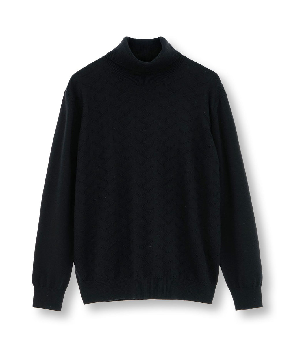 MEN'S BIGI 【ACTIVE TAILOR/アクティブテイラー】12Gジャカードタートルネックニット ブラック