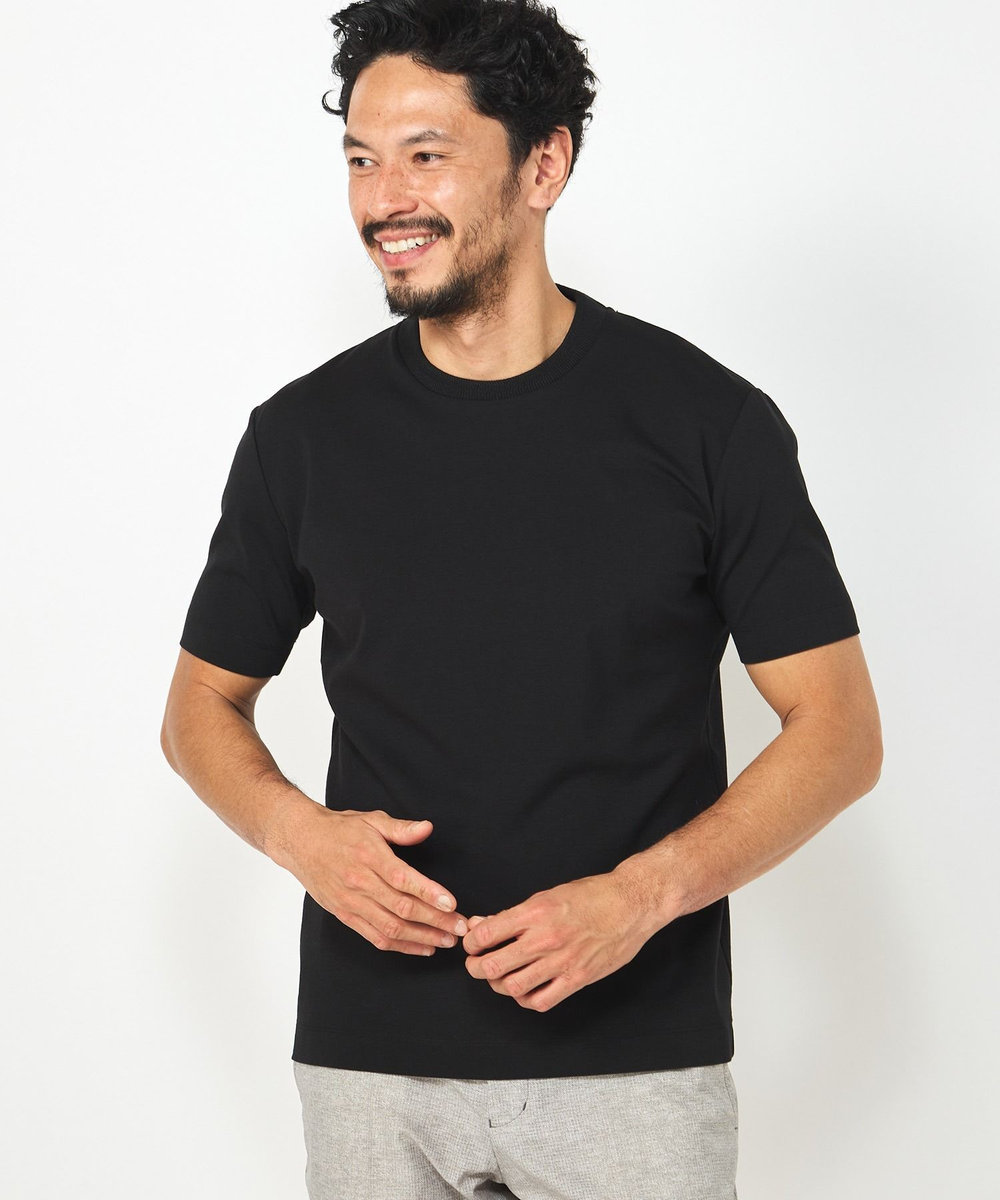 MEN'S BIGI 【ACTIVE TAILOR】シルケットスムースクルーネックTシャツ ブラック