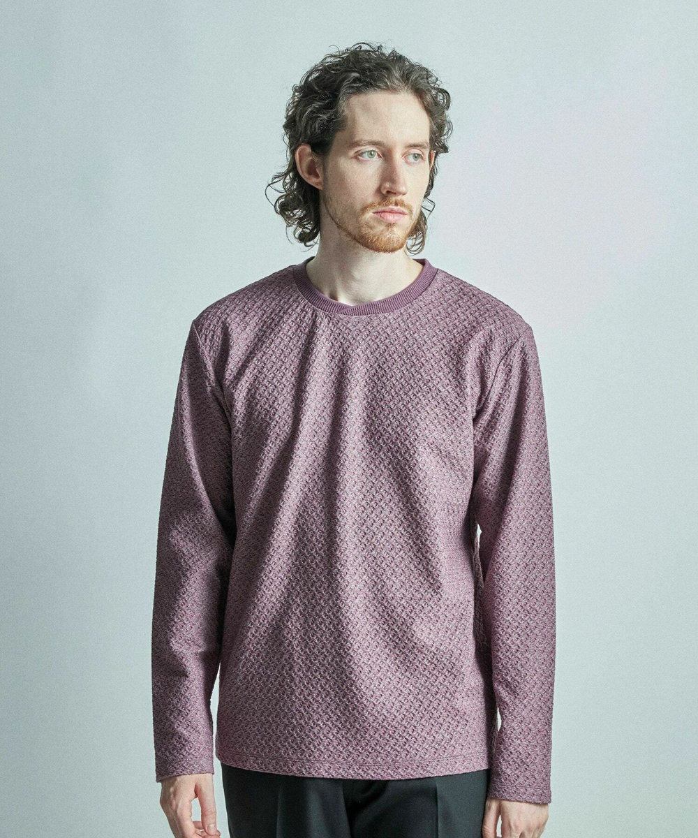 MEN'S BIGI シャーリングジャカードロングスリーブTシャツ ワイン