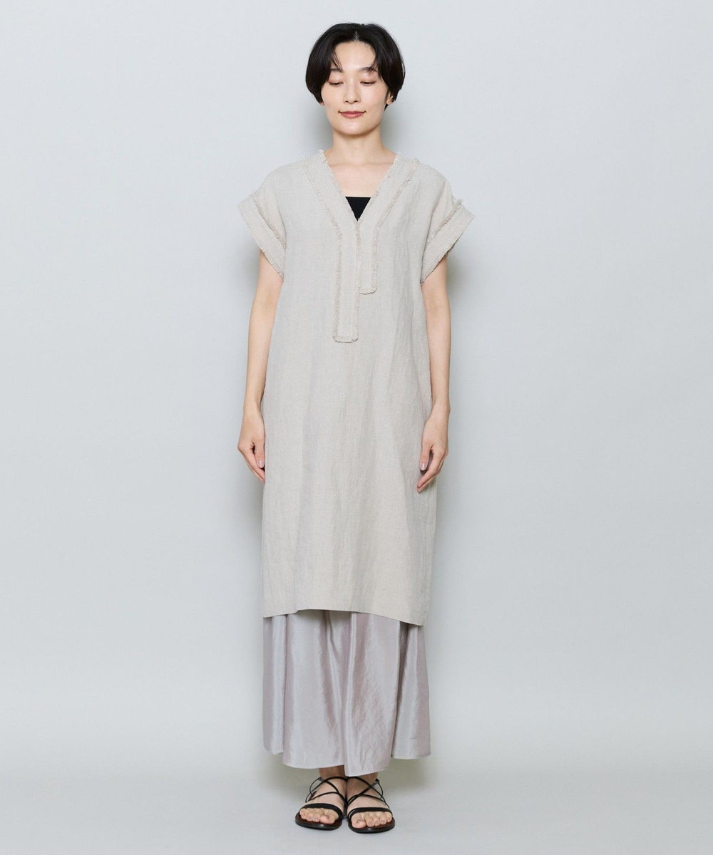 MOGA リネンナチュラルワッシャーコクーンシルエットワンピース キナリ