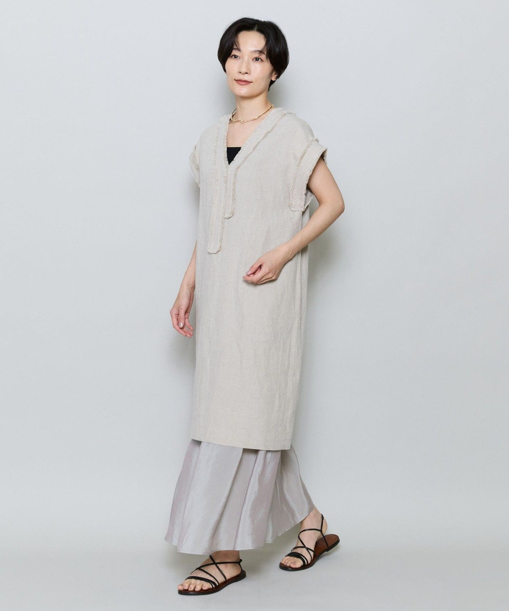 MOGA リネンナチュラルワッシャーコクーンシルエットワンピース キナリ