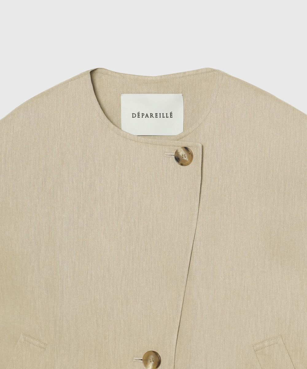 DÉPAREILLÉ VISCORSE LINEN PONCHO GILET / ヴィスコースリネンポンチョジレ ベージュ
