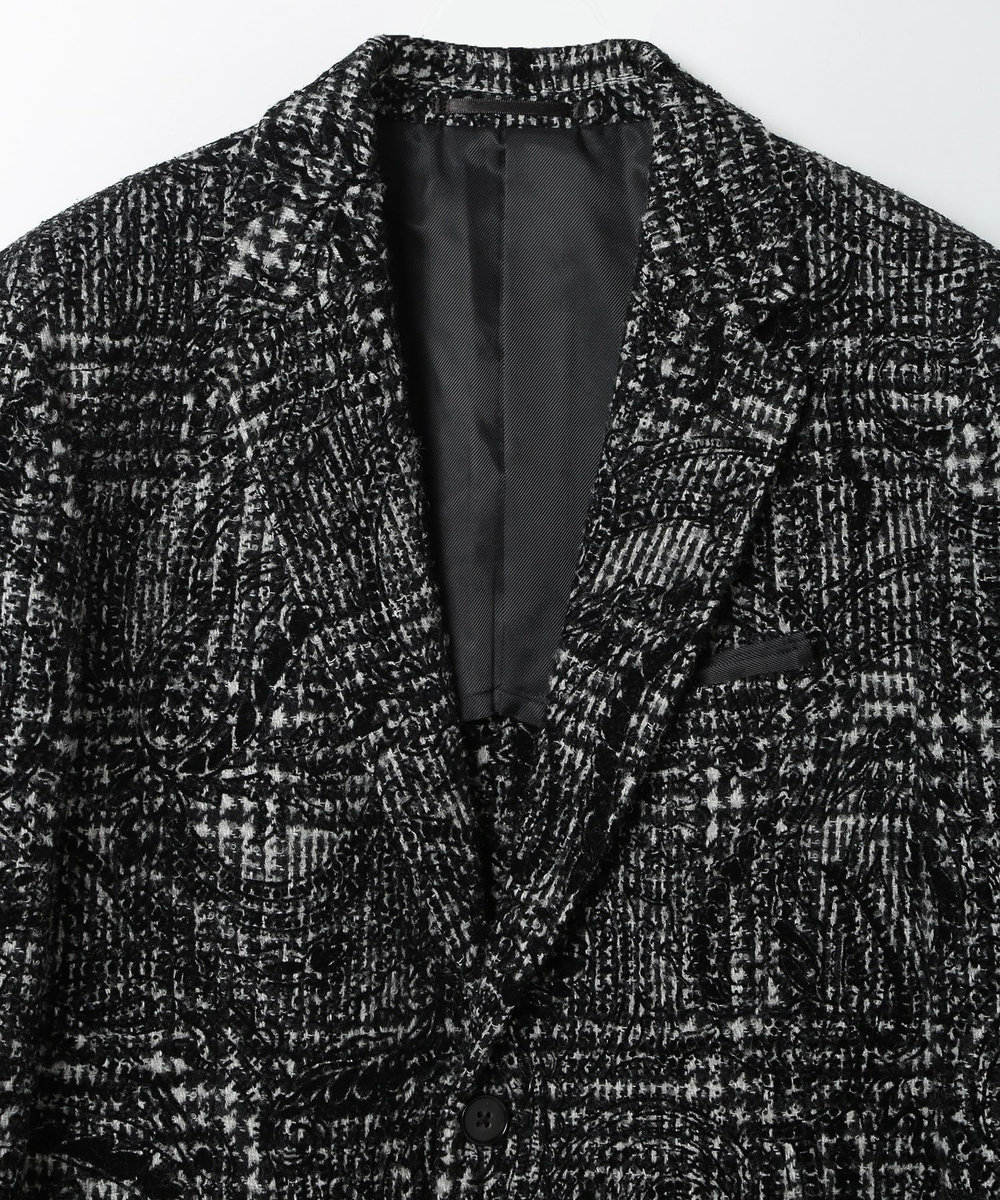 MEN'S BIGI グレンチェックフロッキープリントジャケット ブラック