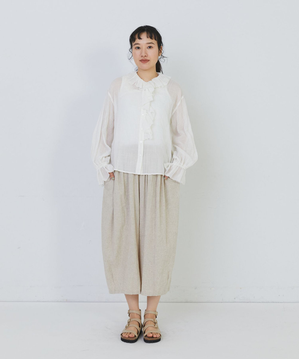 congés payés ADIEU TRISTESSE 【FAVE】シャーリングワイドサルエルパンツ ストライプ