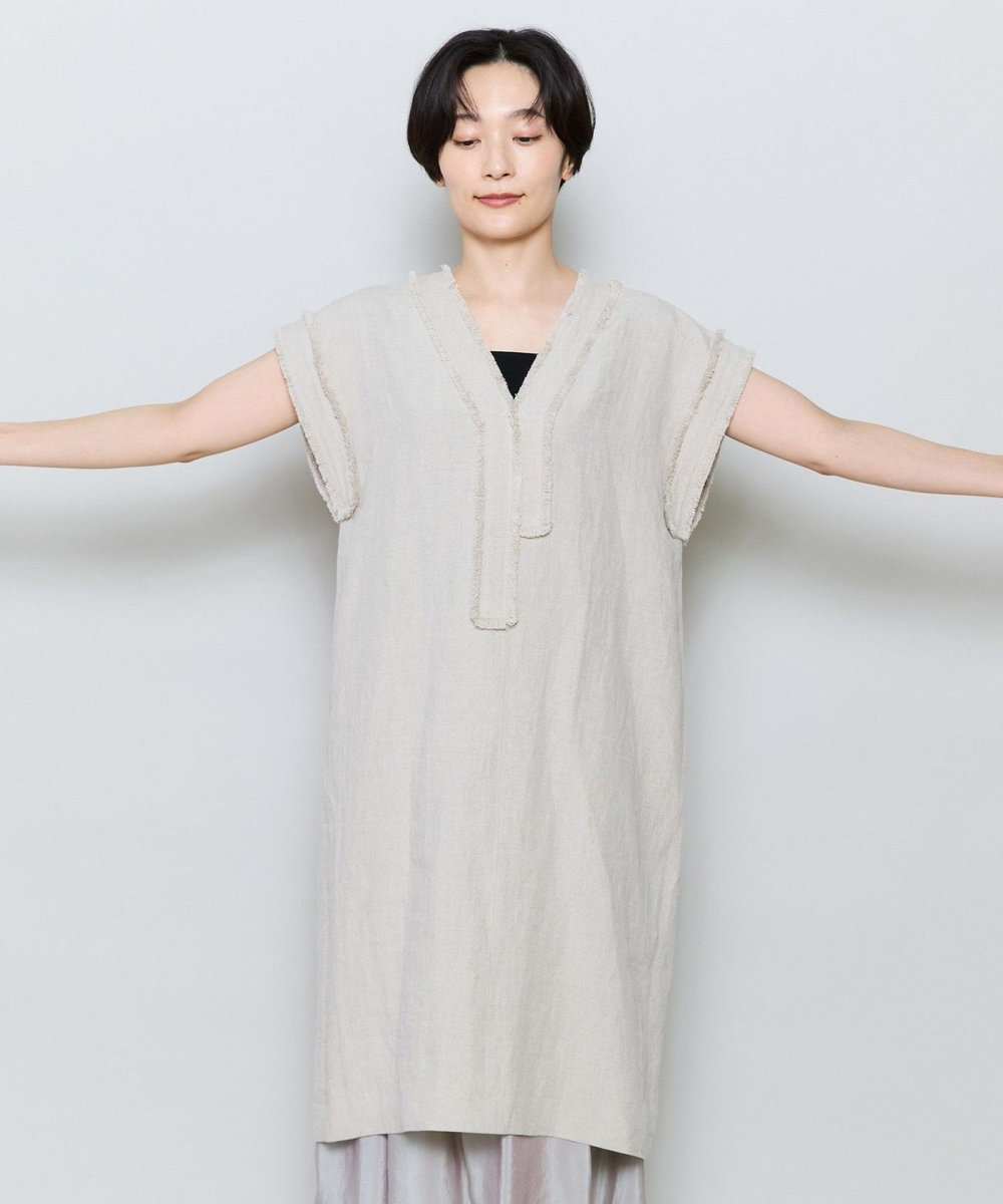 MOGA リネンナチュラルワッシャーコクーンシルエットワンピース キナリ