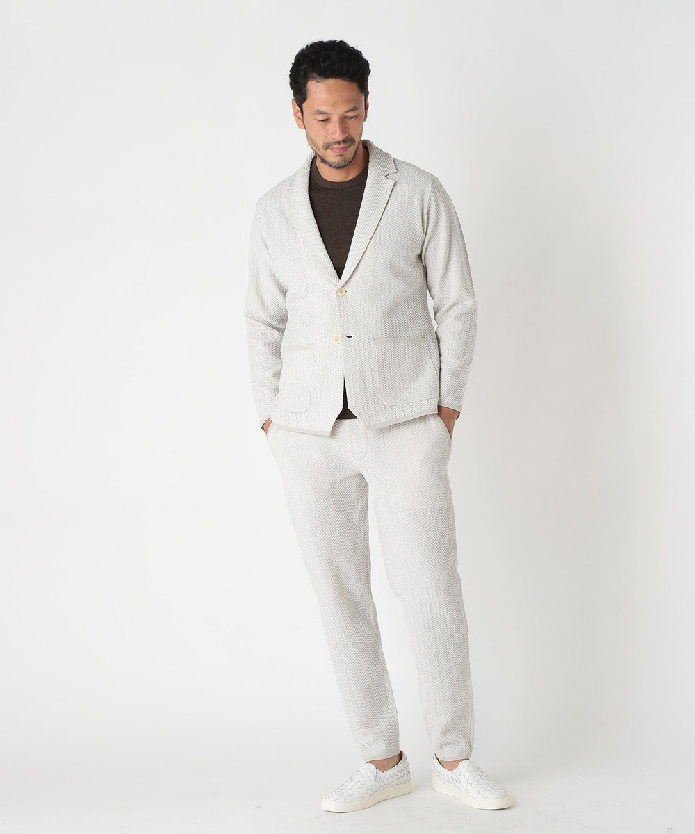 MEN'S BIGI 【ACTIVE TAILOR】ヘリンボーンニットジャケット オフホワイト