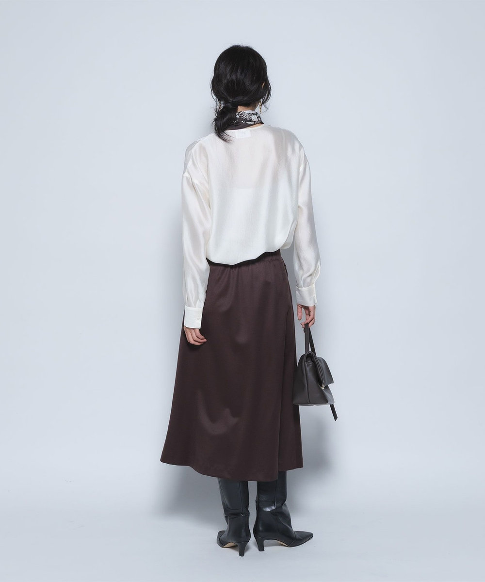 1er Arrondissement シルクライクノーカラーブラウス オフホワイト
