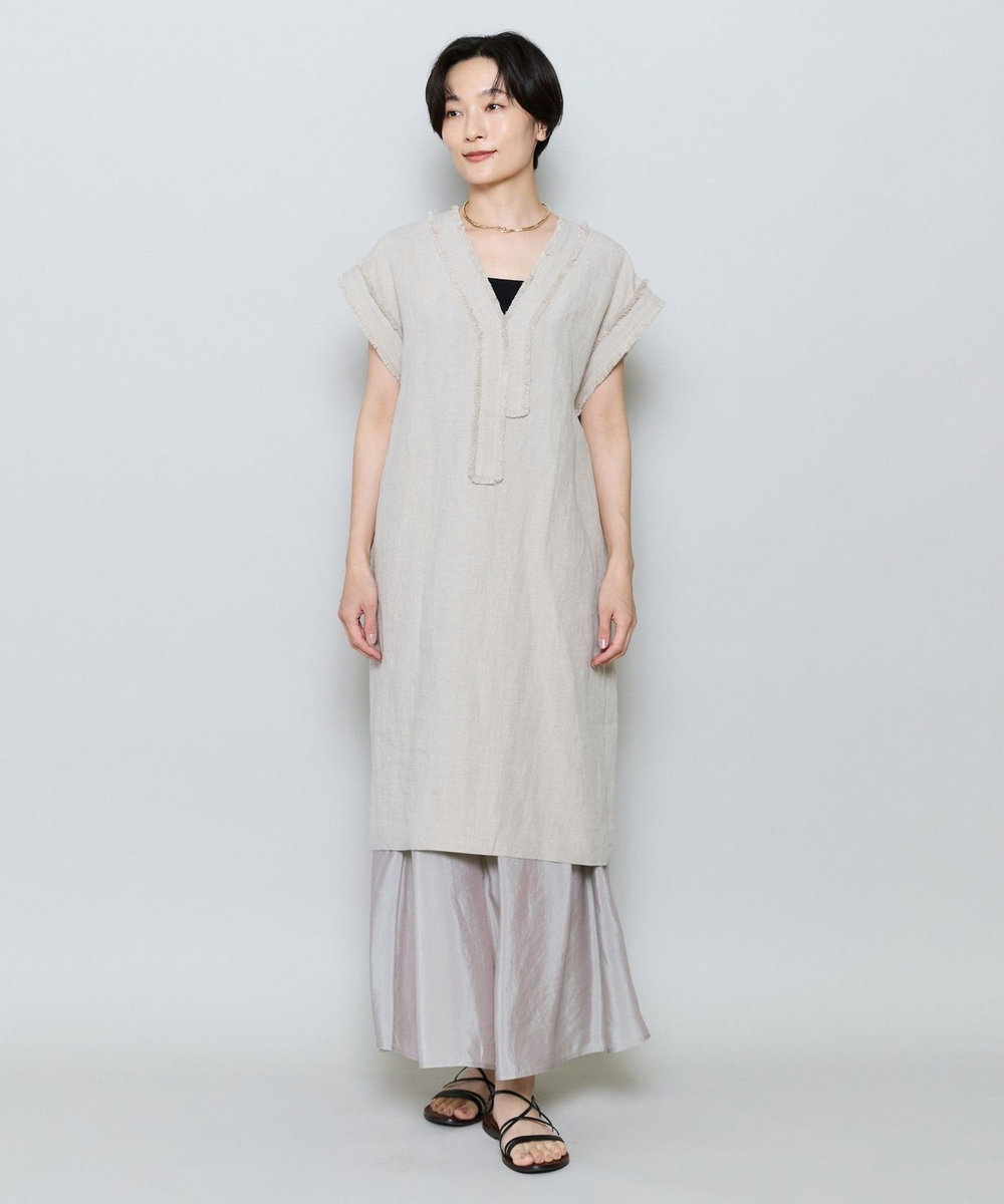 MOGA リネンナチュラルワッシャーコクーンシルエットワンピース キナリ