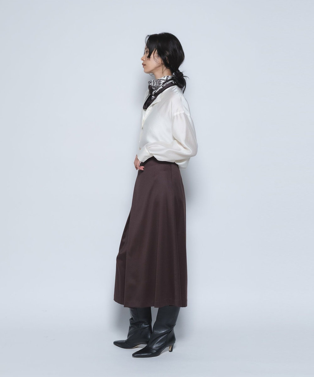1er Arrondissement シルクライクノーカラーブラウス オフホワイト