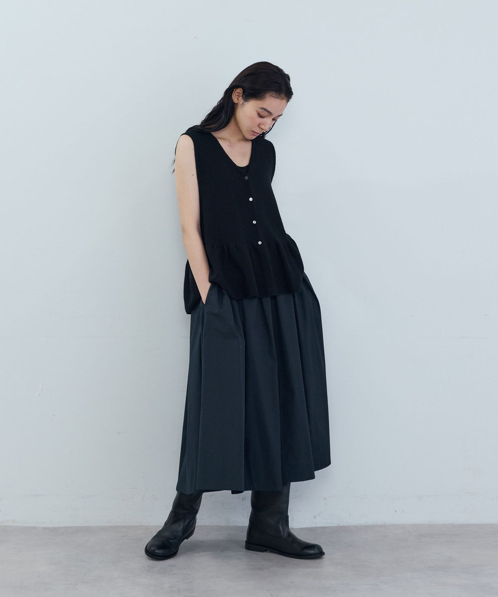 ADIEU TRISTESSE 切り替えギャザースカート ネイビー