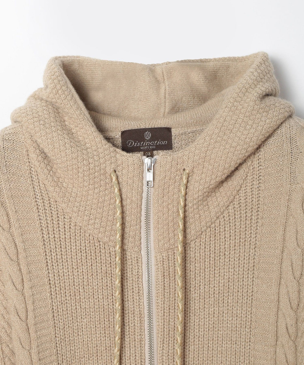 MEN'S BIGI ケーブルニットパーカー ベージュ
