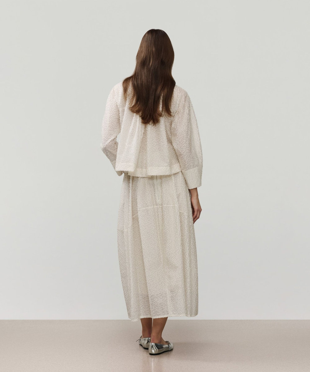 DÉPAREILLÉ TAPE CUT JACQUARD SKIRT / テープカットジャガードスカート ホワイト