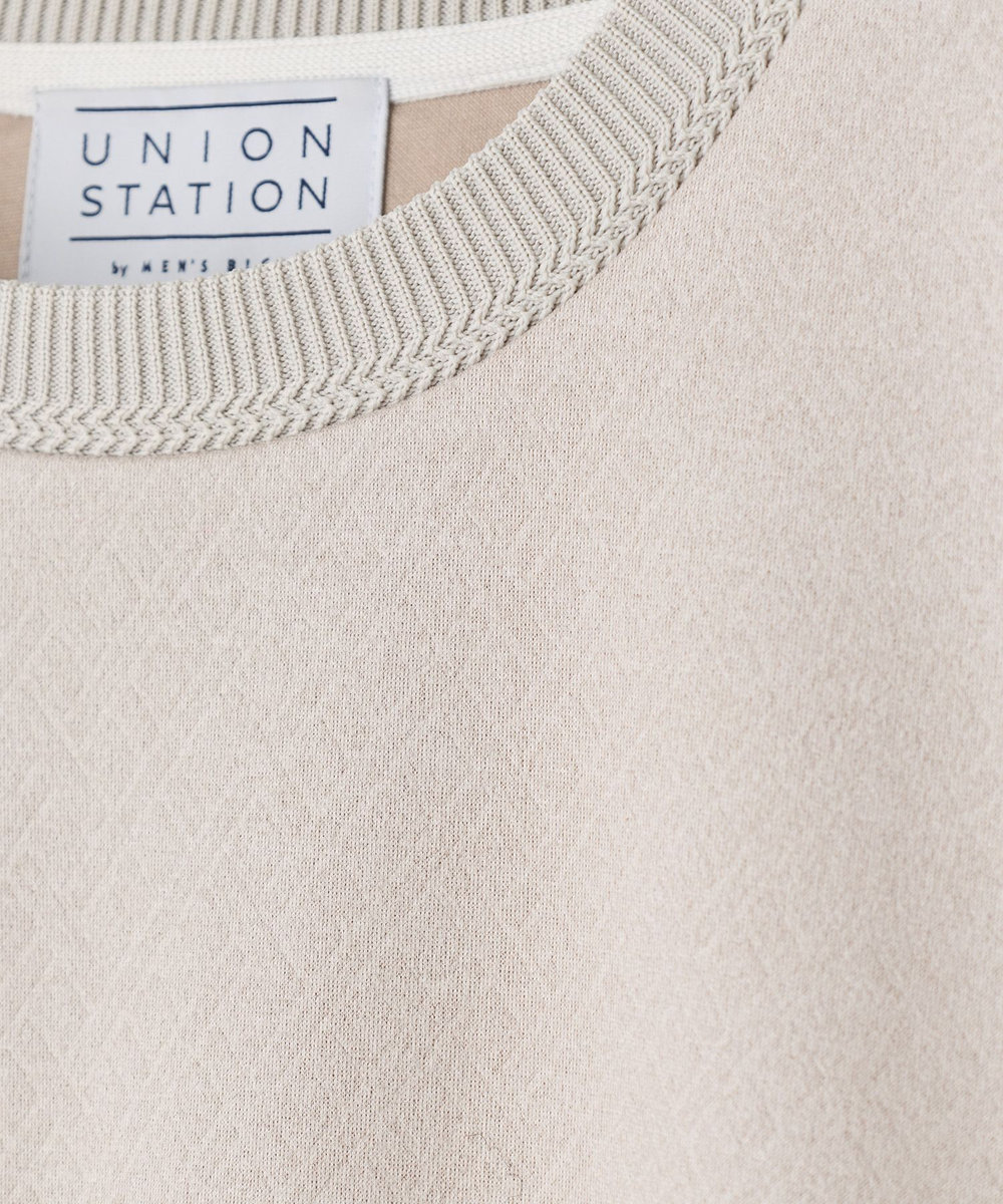 UNION STATION ビーガンスエードエンボスロングスリーブTシャツ オフホワイト