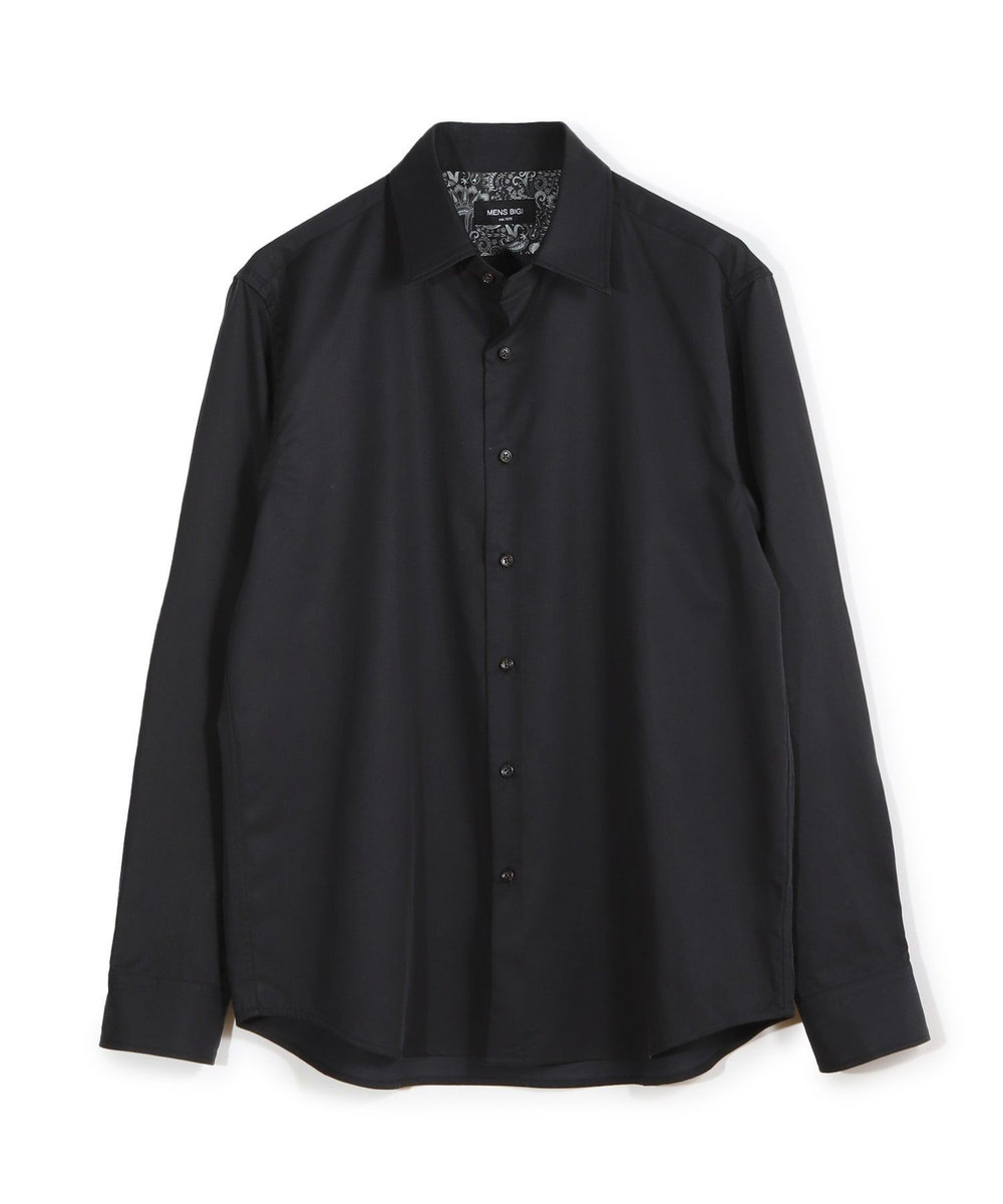 MEN'S BIGI リヨセルコットンサテンシャツ ブラック