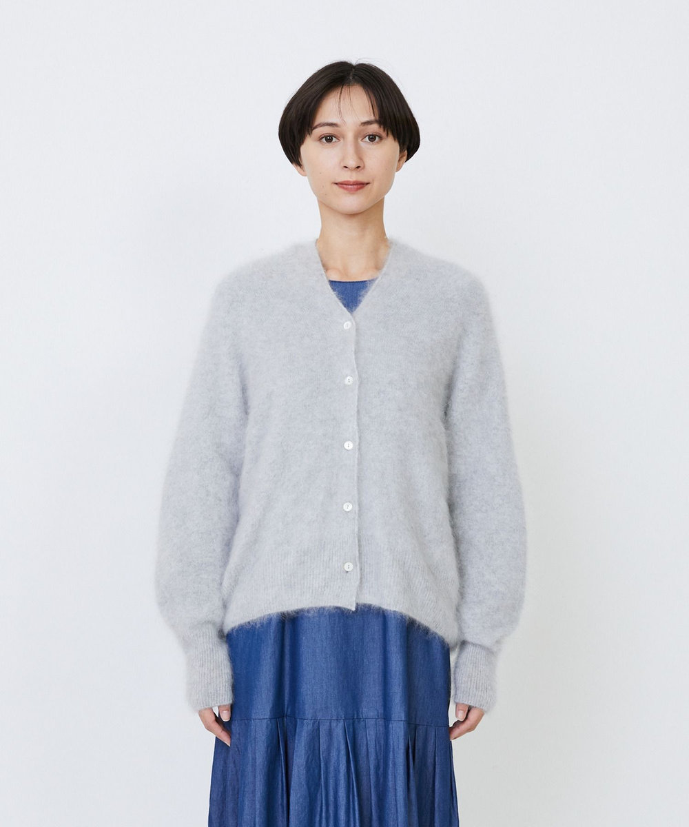 LOISIR カシミヤファー加工カーディガン グレー