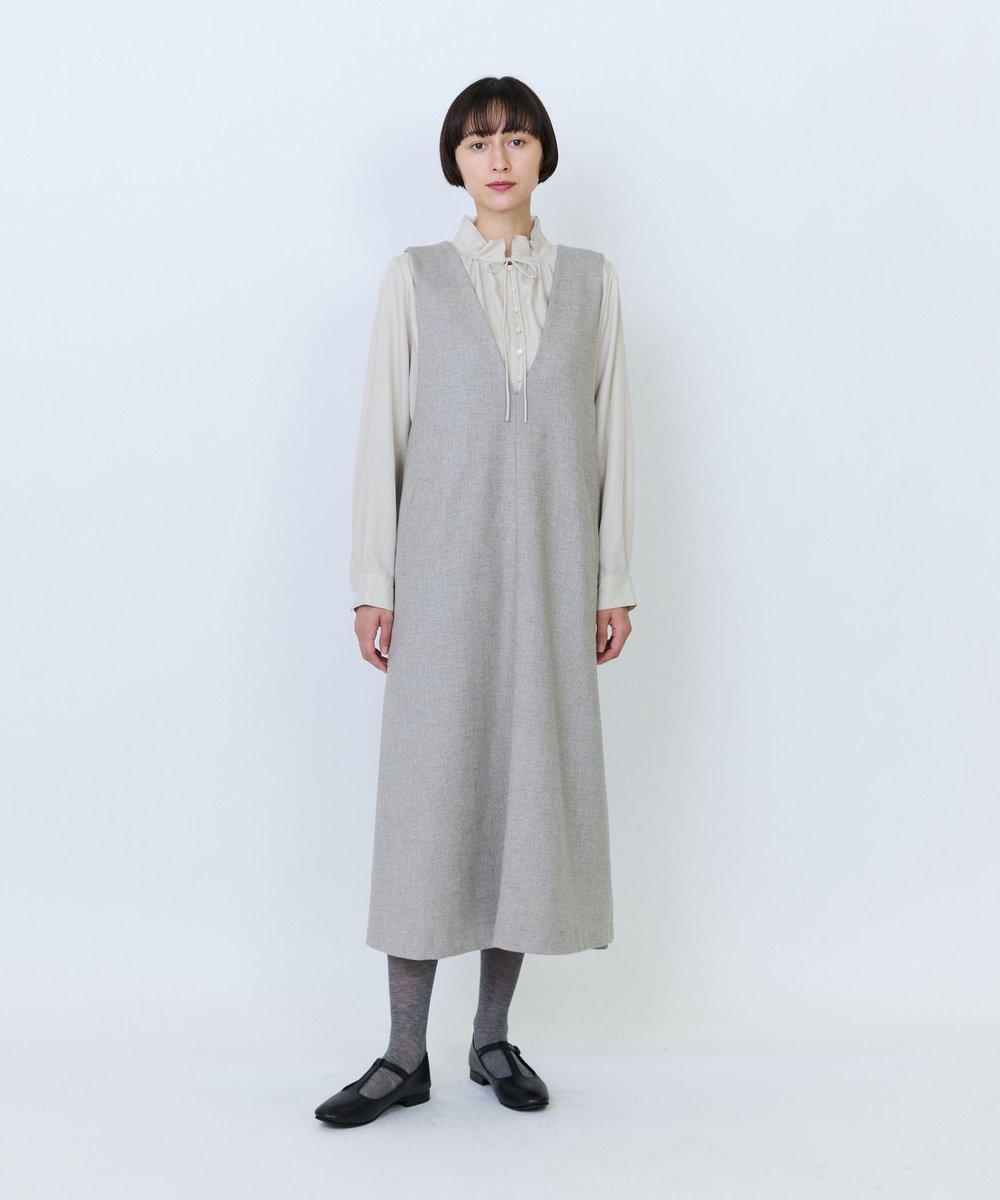 LOISIR クラシカルツイードジャンパースカート ベージュ