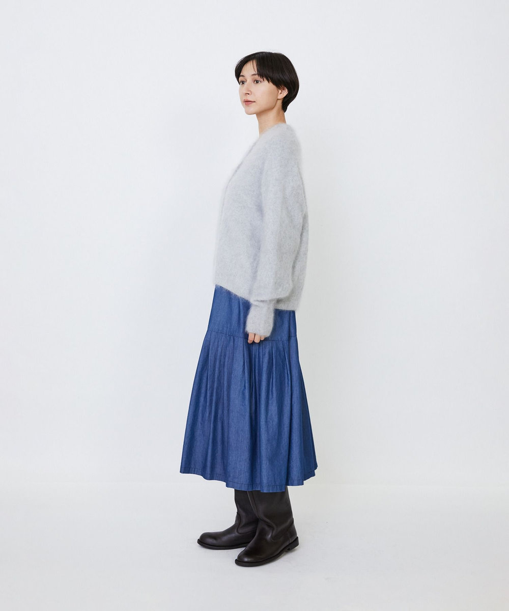 LOISIR カシミヤファー加工カーディガン グレー