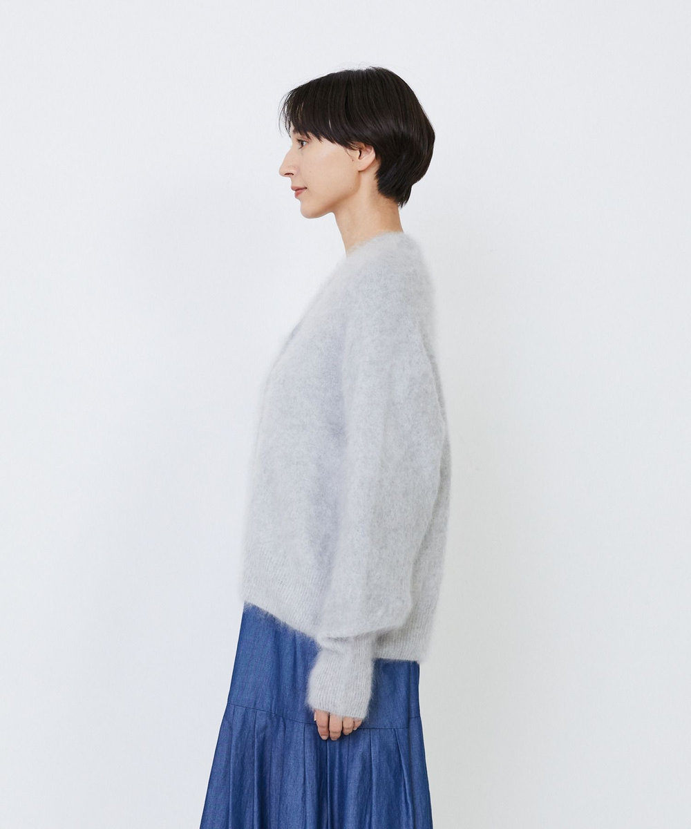LOISIR カシミヤファー加工カーディガン グレー