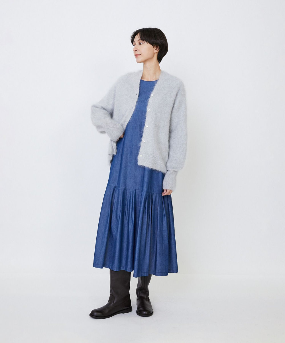 LOISIR カシミヤファー加工カーディガン グレー