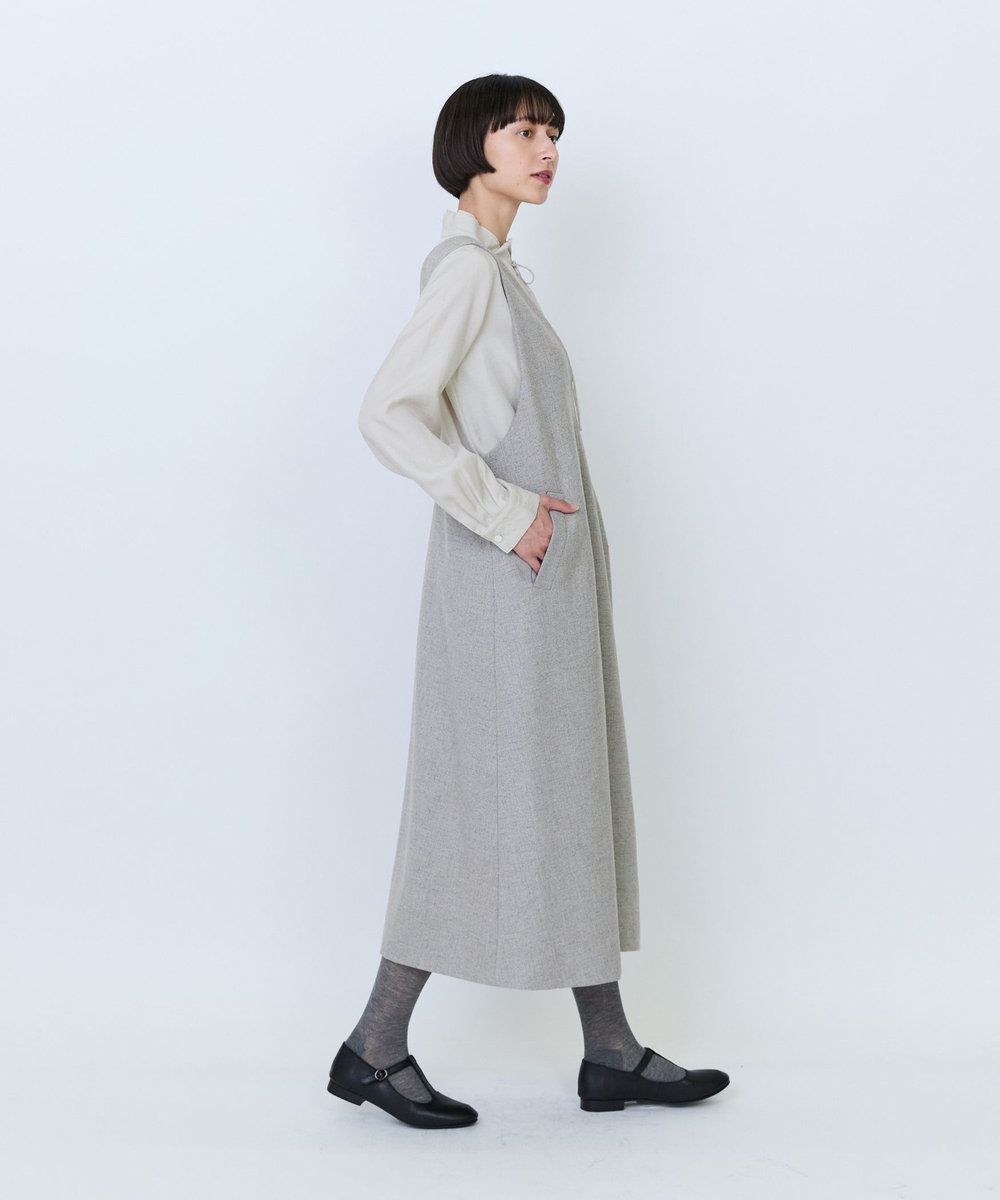 LOISIR クラシカルツイードジャンパースカート ベージュ