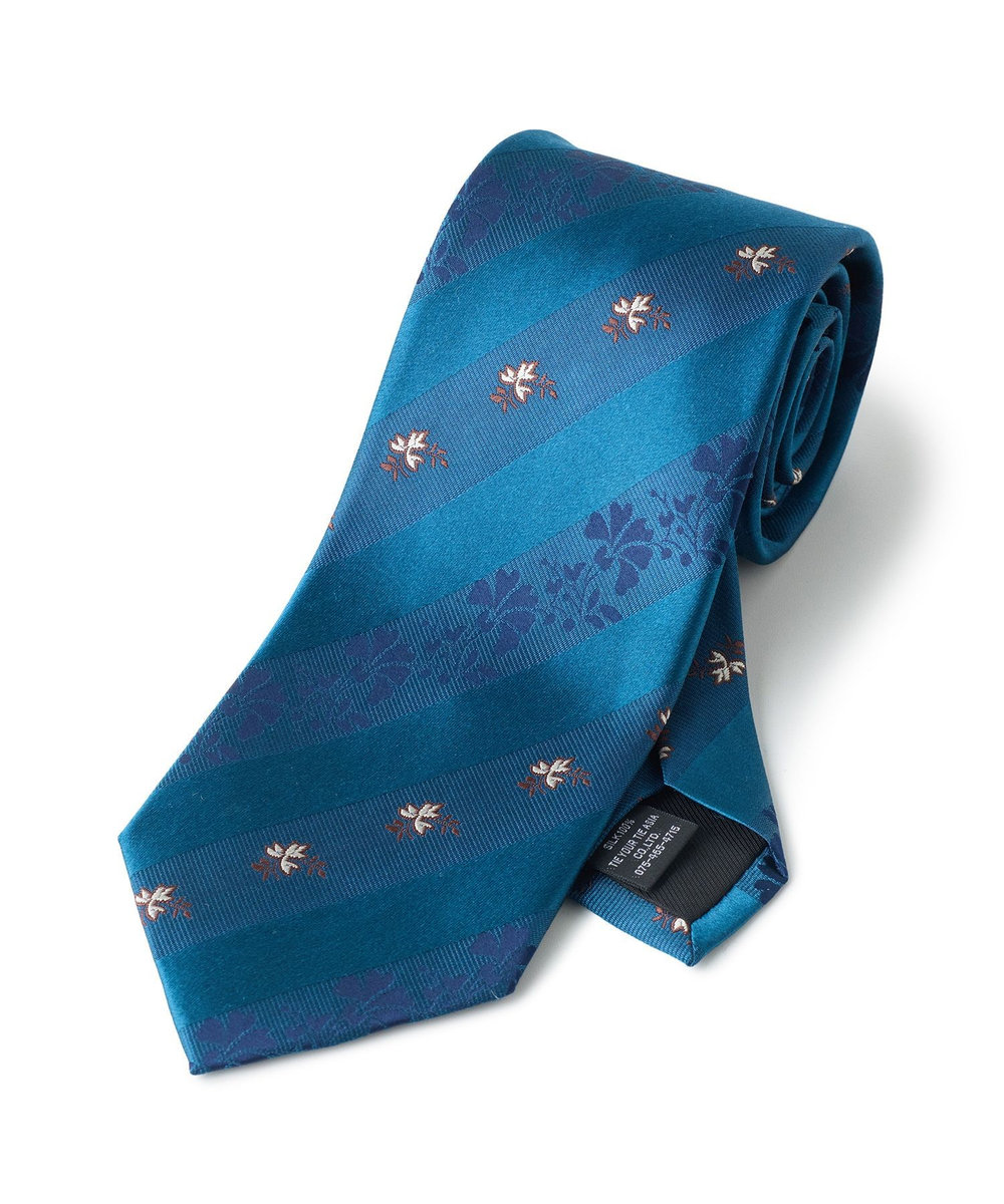 MEN'S BIGI 【TIE YOUR TIE /タイユアタイ】フローラル×シャドーストライプ柄ネクタイ ネイビー