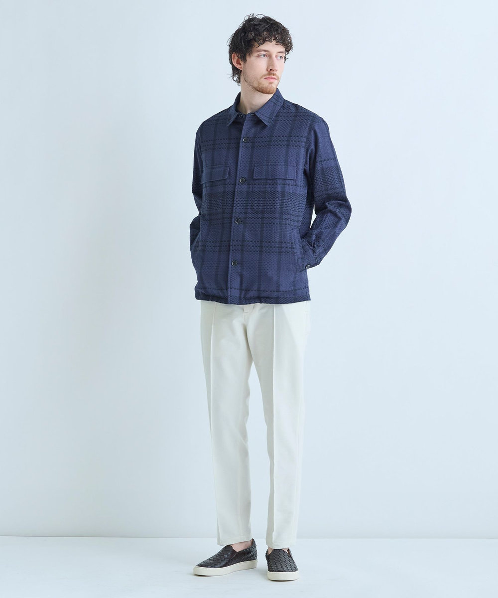 MEN'S BIGI ドビーチェックCPOシャツ ネイビー