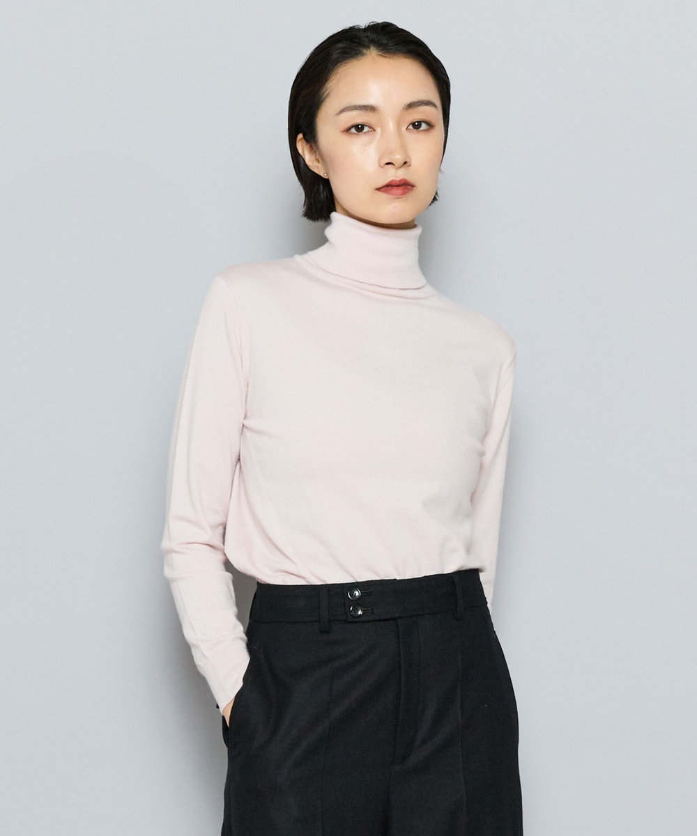 L'EQUIPE COUTURIER カシミヤシルクHGニットハイネックプルオーバー ピンク