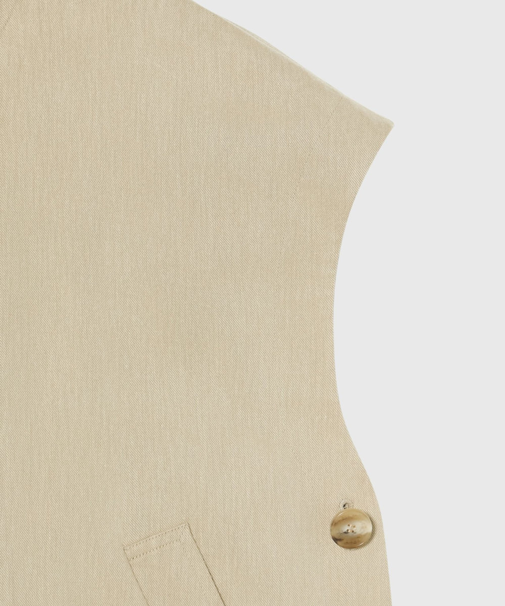 DÉPAREILLÉ VISCORSE LINEN PONCHO GILET / ヴィスコースリネンポンチョジレ ベージュ