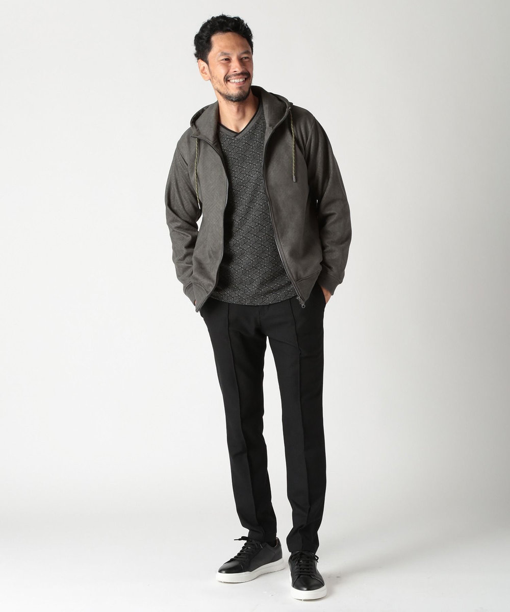 MEN'S BIGI フクレジャカードロングＴシャツ チャコールグレー