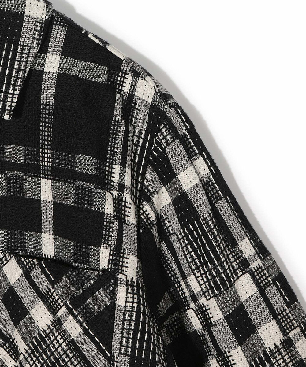 MEN'S BIGI 【Wax London/ワックスロンドン】Whiting バスケット織チェック柄シャツジャケット ブラック系その他