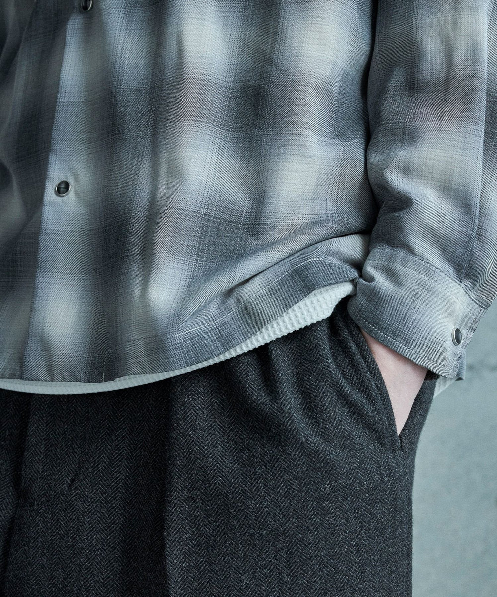MEN'S BIGI オンブレーチェックヴィンテージ調シャツ ブラック