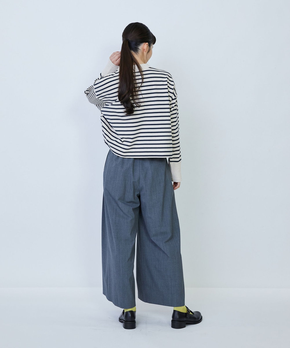 LOISIR 綿麻天竺モックネックショートプルオーバー ブルー系その他