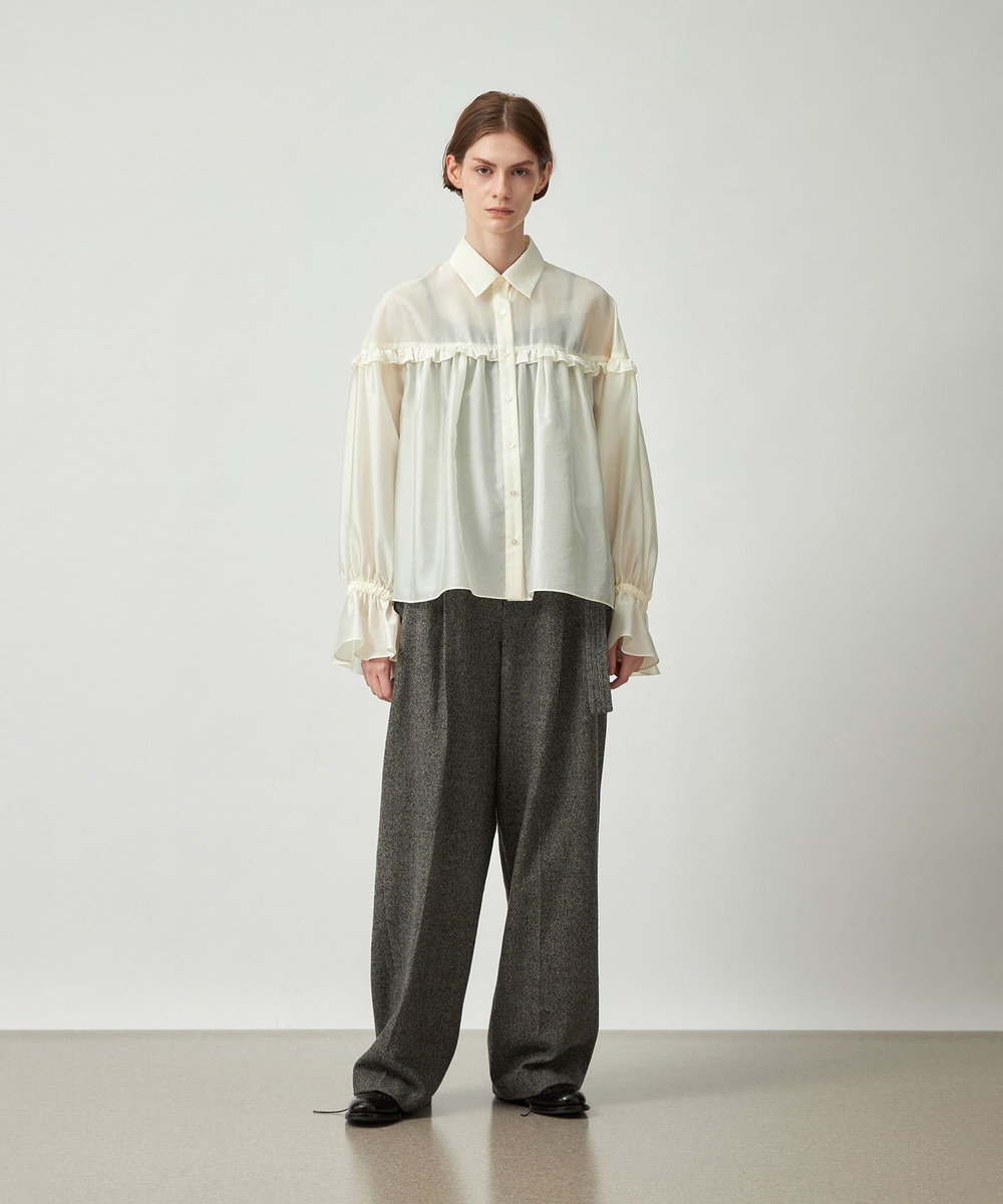 DÉPAREILLÉ SILKY FRILL BLOUSE / シルキーフリルブラウス オフホワイト