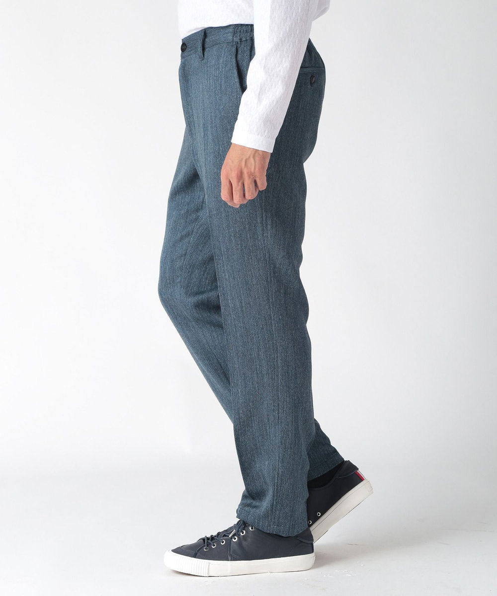 MEN'S BIGI デニム調ツイードストレッチパンツ ブルー