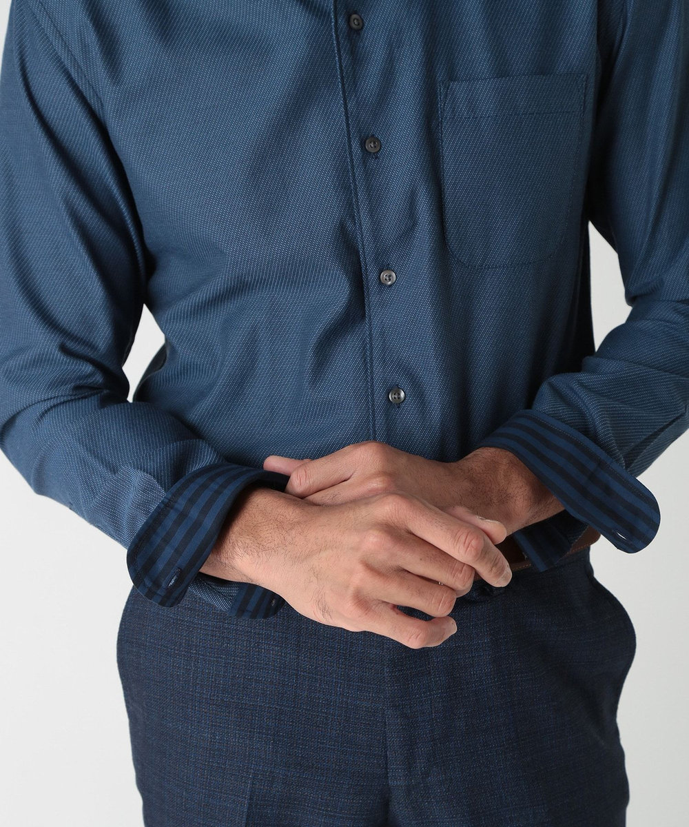 MEN'S BIGI コットンポリエステルドビーシャツ<EASY CARE> ネイビー
