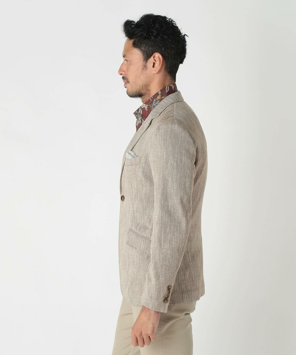 MEN'S BIGI リネン調スラブメランジジャケット ブラウン