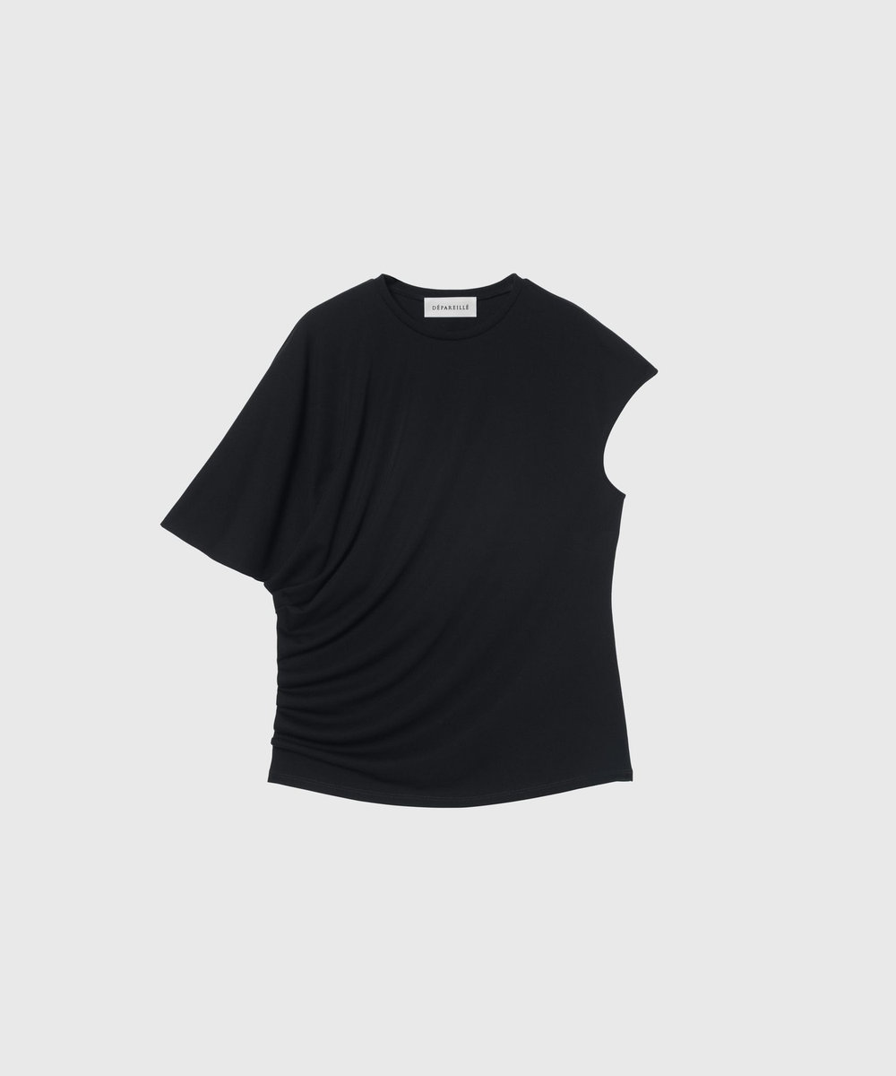 DÉPAREILLÉ TRIACETATE JERSEY ASYMMETRY TOPS / トリアセテートジャージーアシンメトリートップス ネイビー