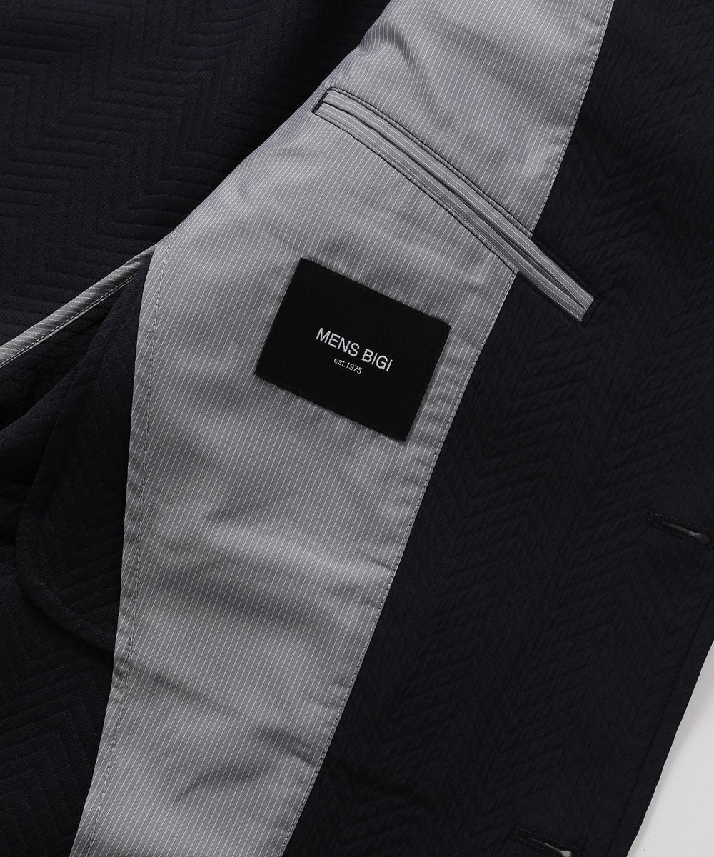 MEN'S BIGI ヘリンボーンストレッチジャケット ネイビー