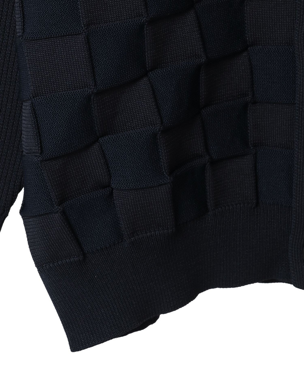 MEN'S BIGI 【ACTIVE TAILOR/アクティブテイラー】リンクスブロックジャカードカーディガン ネイビー
