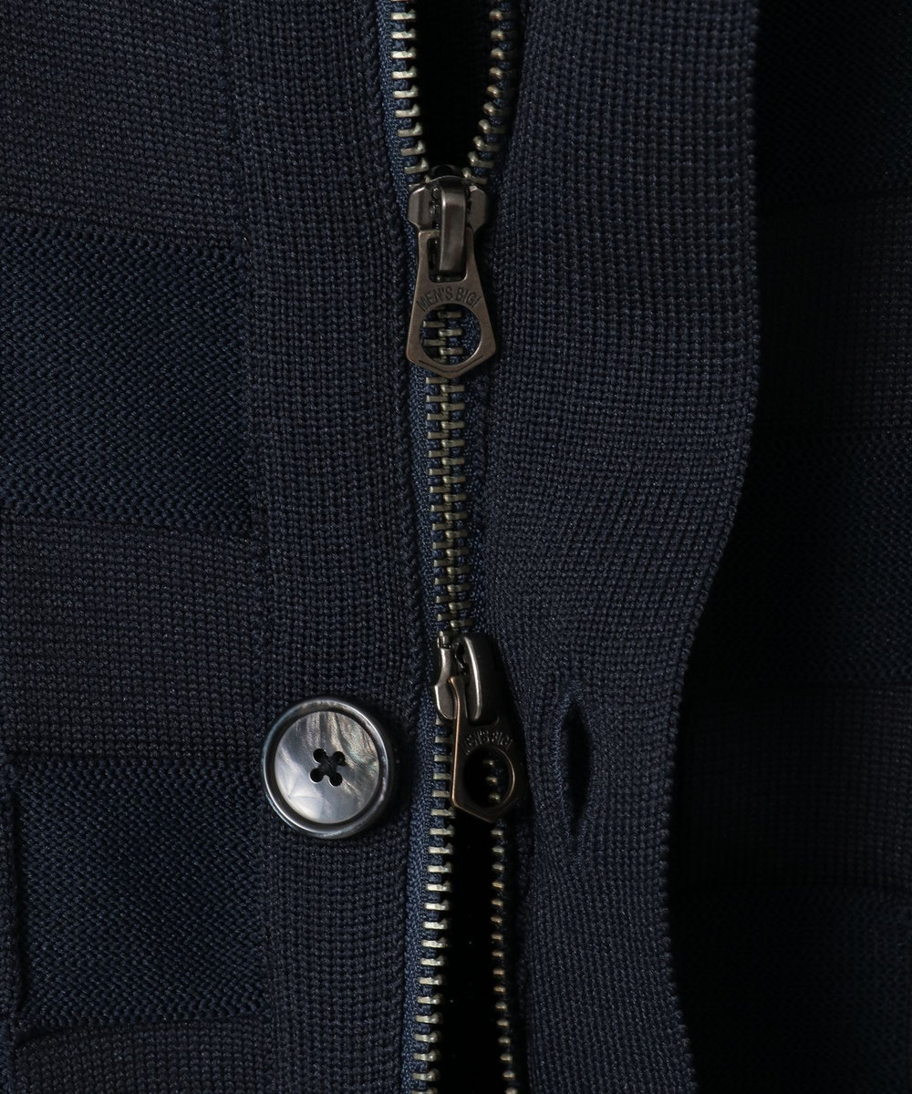 MEN'S BIGI 【ACTIVE TAILOR/アクティブテイラー】リンクスブロックジャカードカーディガン ネイビー