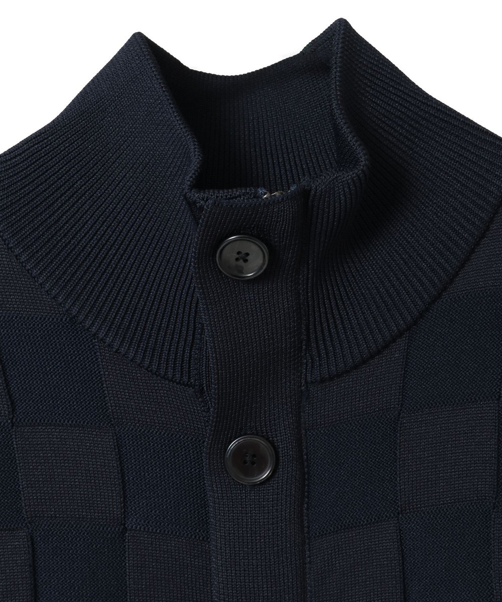 MEN'S BIGI 【ACTIVE TAILOR/アクティブテイラー】リンクスブロックジャカードカーディガン ネイビー
