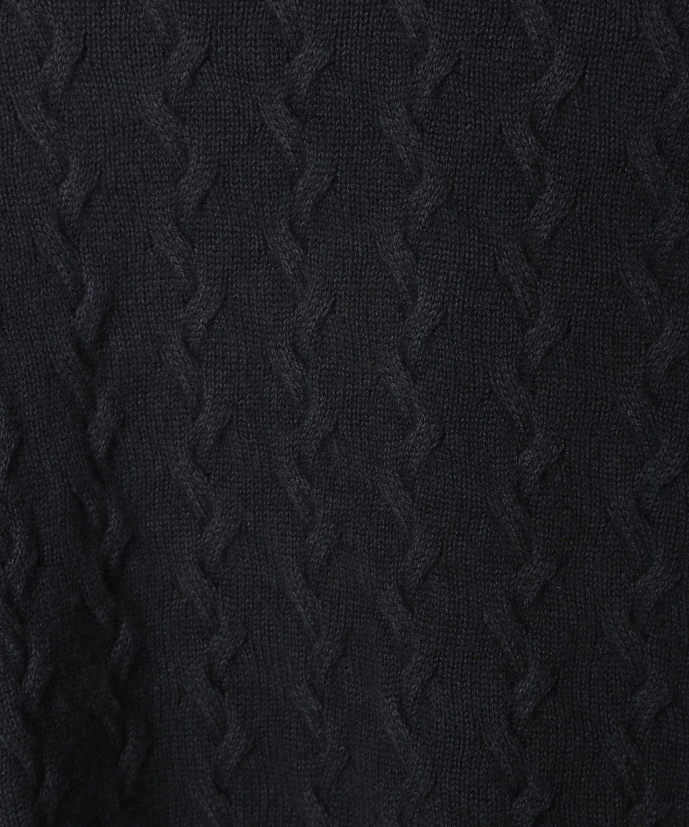 MEN'S BIGI 5G スノー加工ケーブルクルーニット ブラック