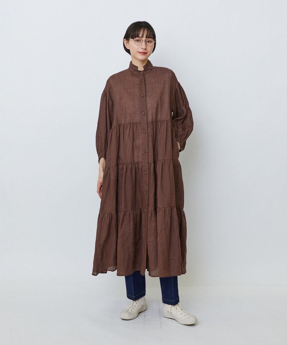 LOISIR ラミーティアードワンピース ブラウン