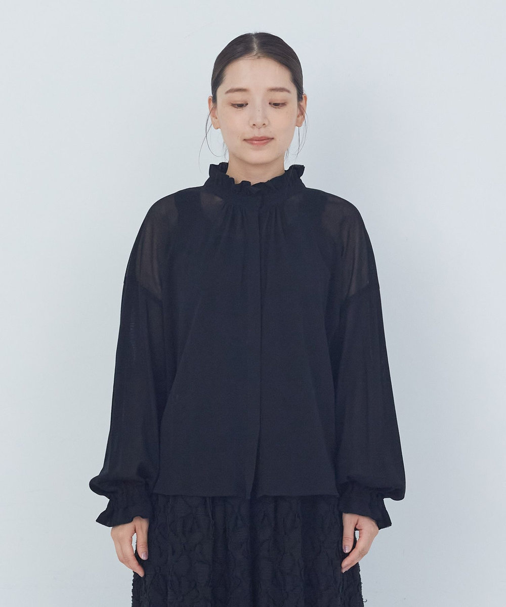 ADIEU TRISTESSE コットンチュールブラウス ブラック