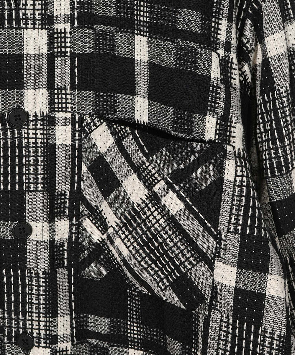 MEN'S BIGI 【Wax London/ワックスロンドン】Whiting バスケット織チェック柄シャツジャケット ブラック系その他