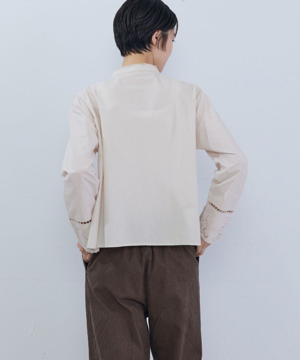 ADIEU TRISTESSE インドポプリンレースブラウス アイボリー