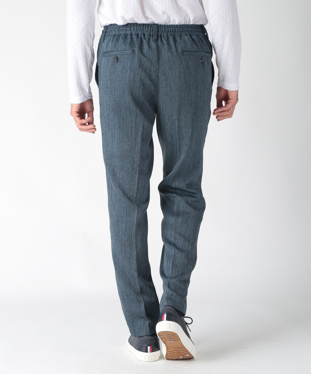 MEN'S BIGI デニム調ツイードストレッチパンツ ブルー