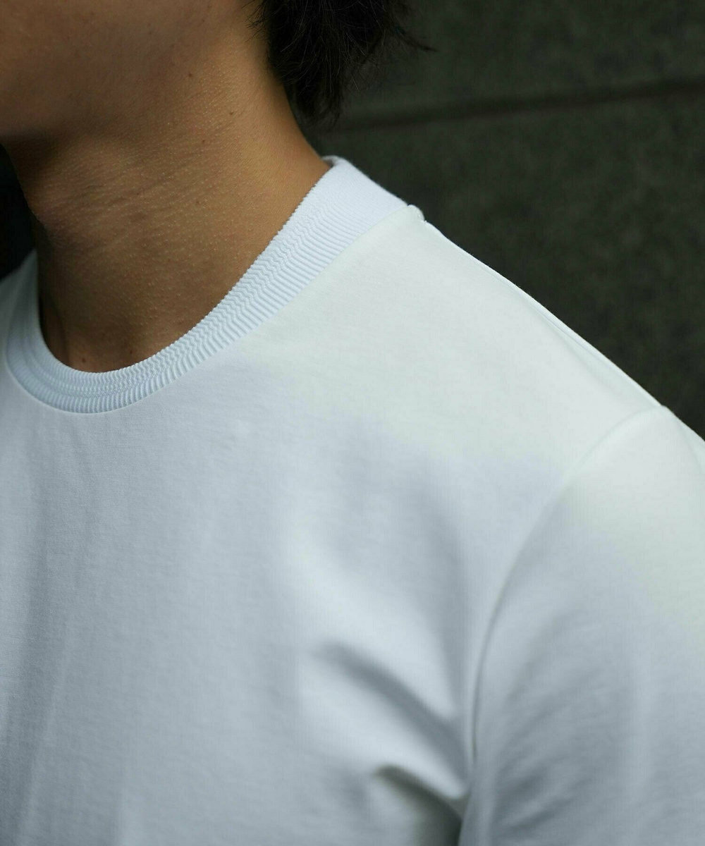 MEN'S BIGI 【ACTIVE TAILOR/アクティブテイラー】シルケットスムースクルーネックTシャツ＜接触冷感 / UVカット＞ ホワイト